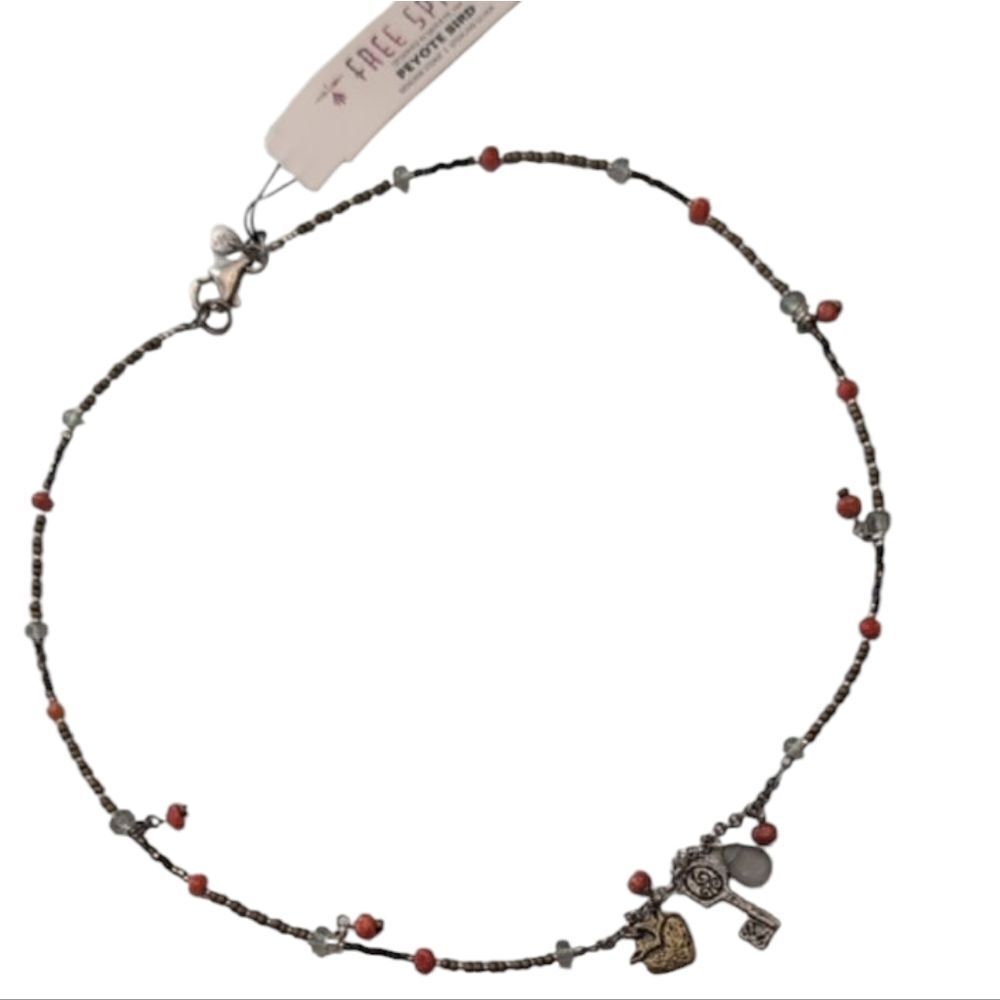 NWT Peyote Bird Sterling Silver And Beaded Charm Necklace Key Heart
